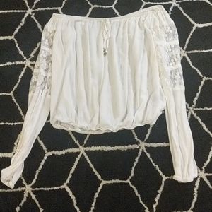 White floral off the shoulder top